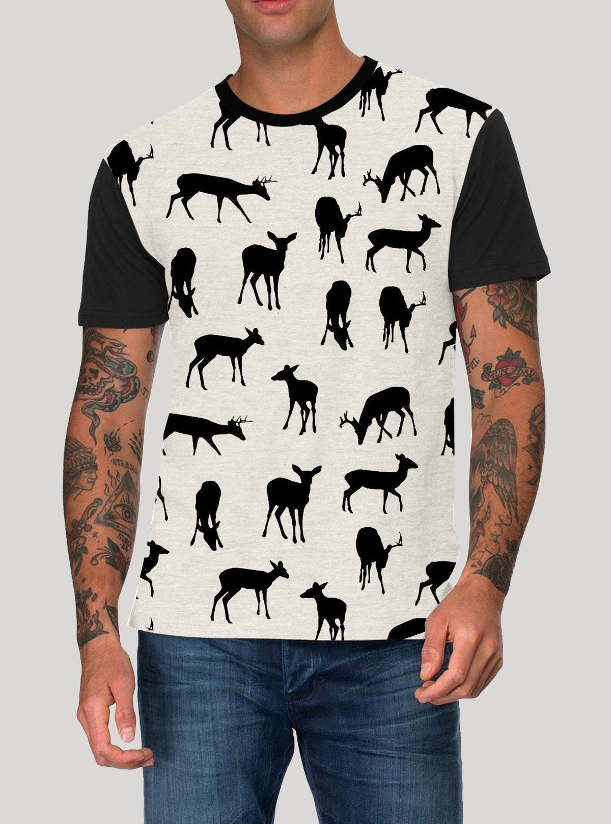 Ecru Melange Deer Print T-Shirt for Men – Boer and Fitch - Boer and Fitch