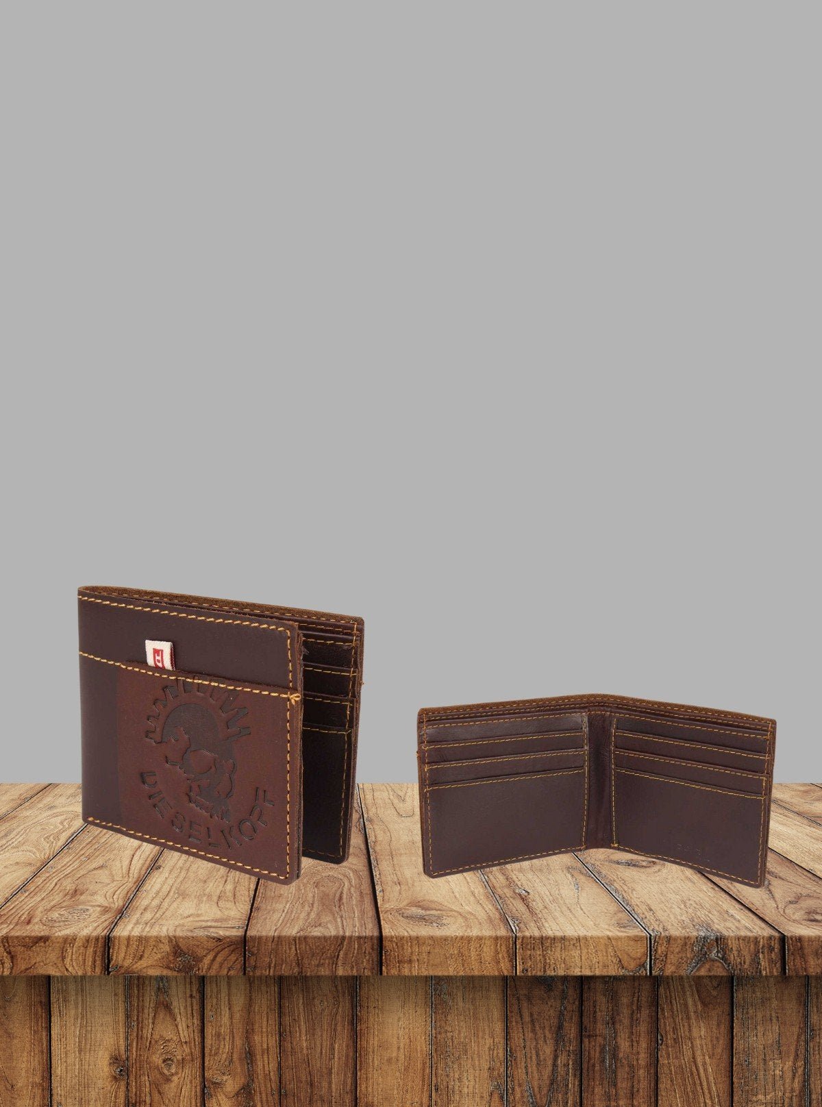 Men’s Brown Designer Stitch Leather Wallet by Boer and Fitch – Stylish & Premium - Boer and Fitch