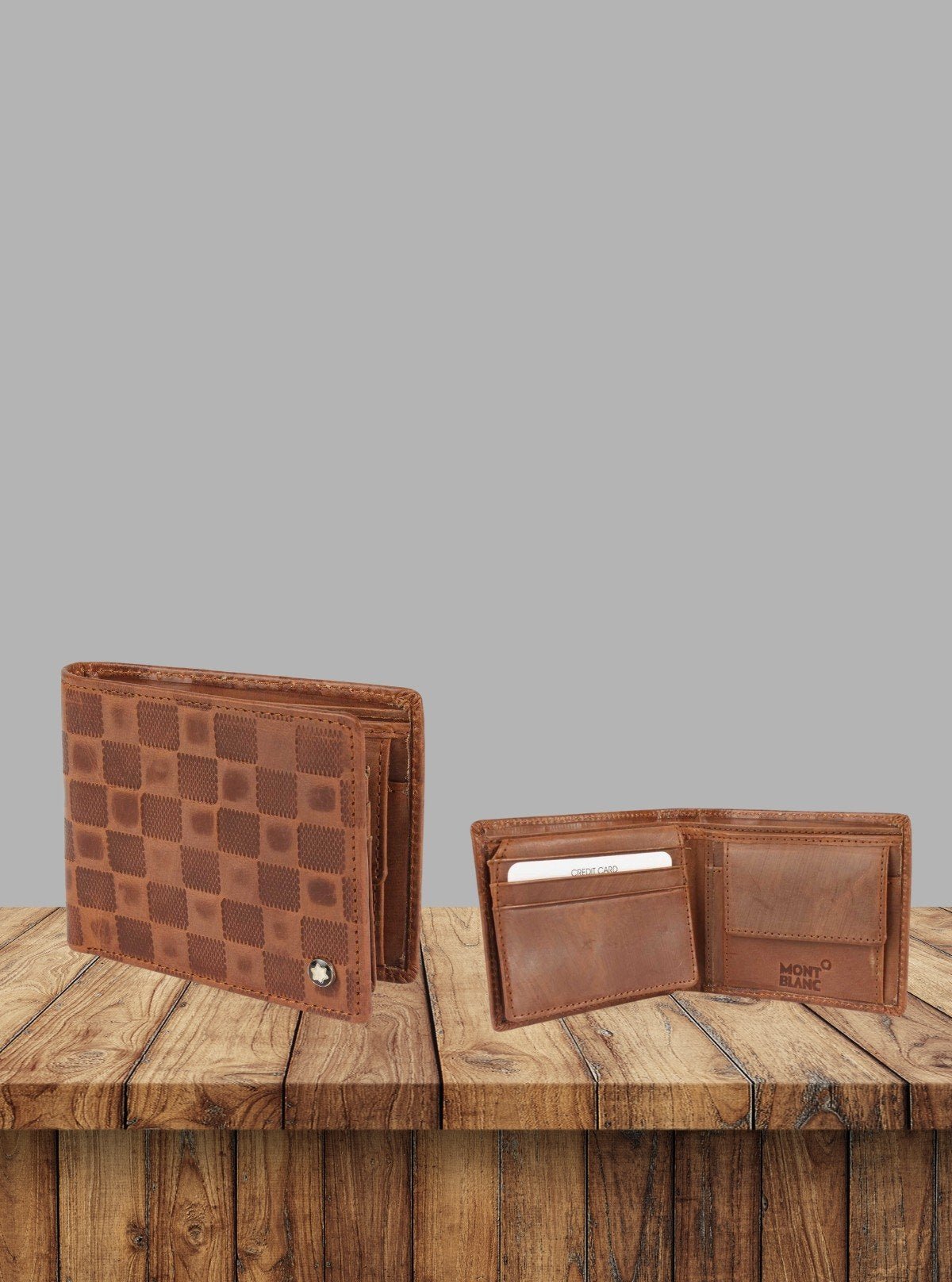 Men’s Brown Square Printed Leather Wallet by Boer and Fitch – Premium Style - Boer and Fitch