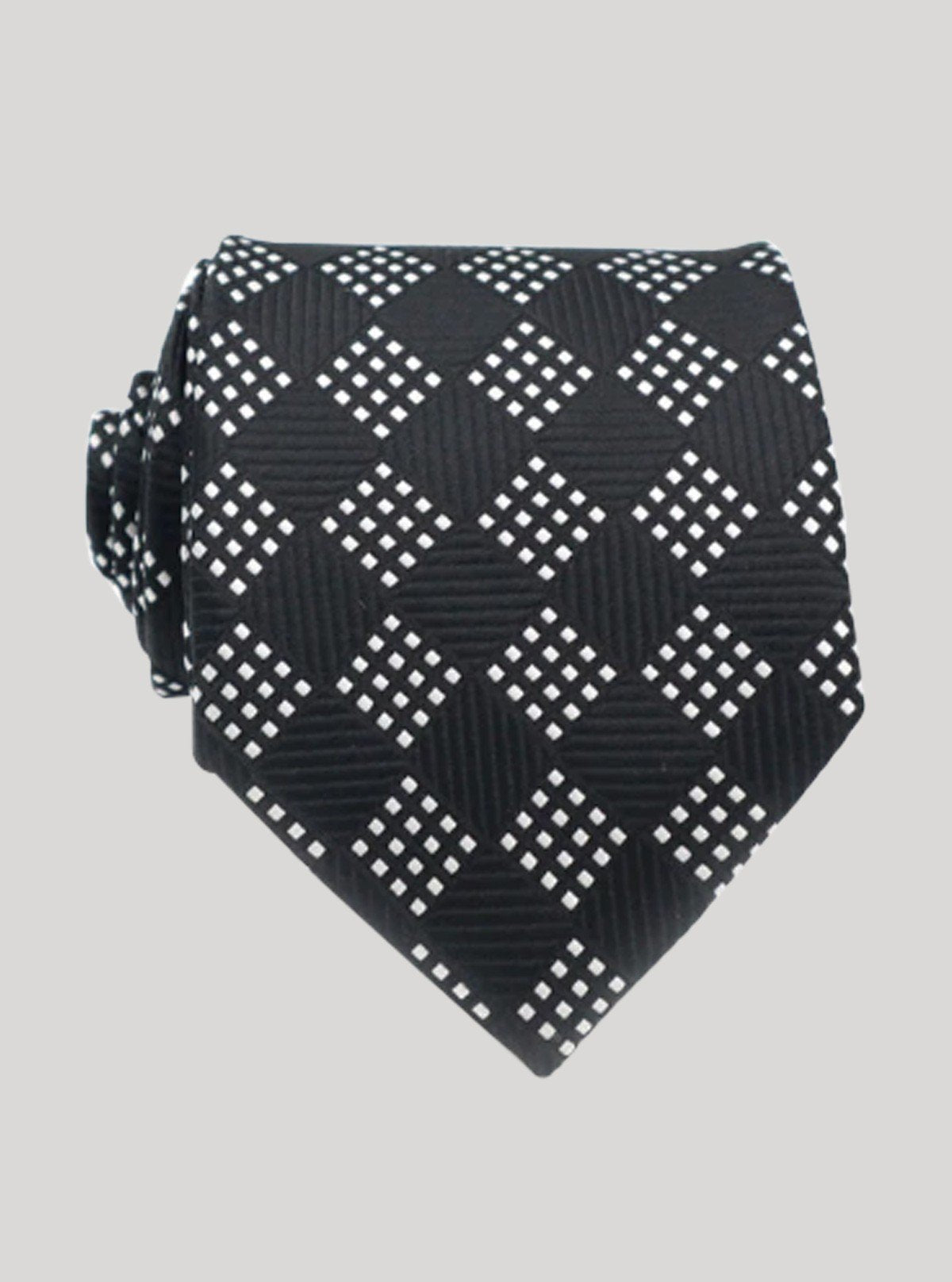 Men’s White Diamond Checkered Tie – Elegant Formalwear by Boer & Fitch - Boer and Fitch