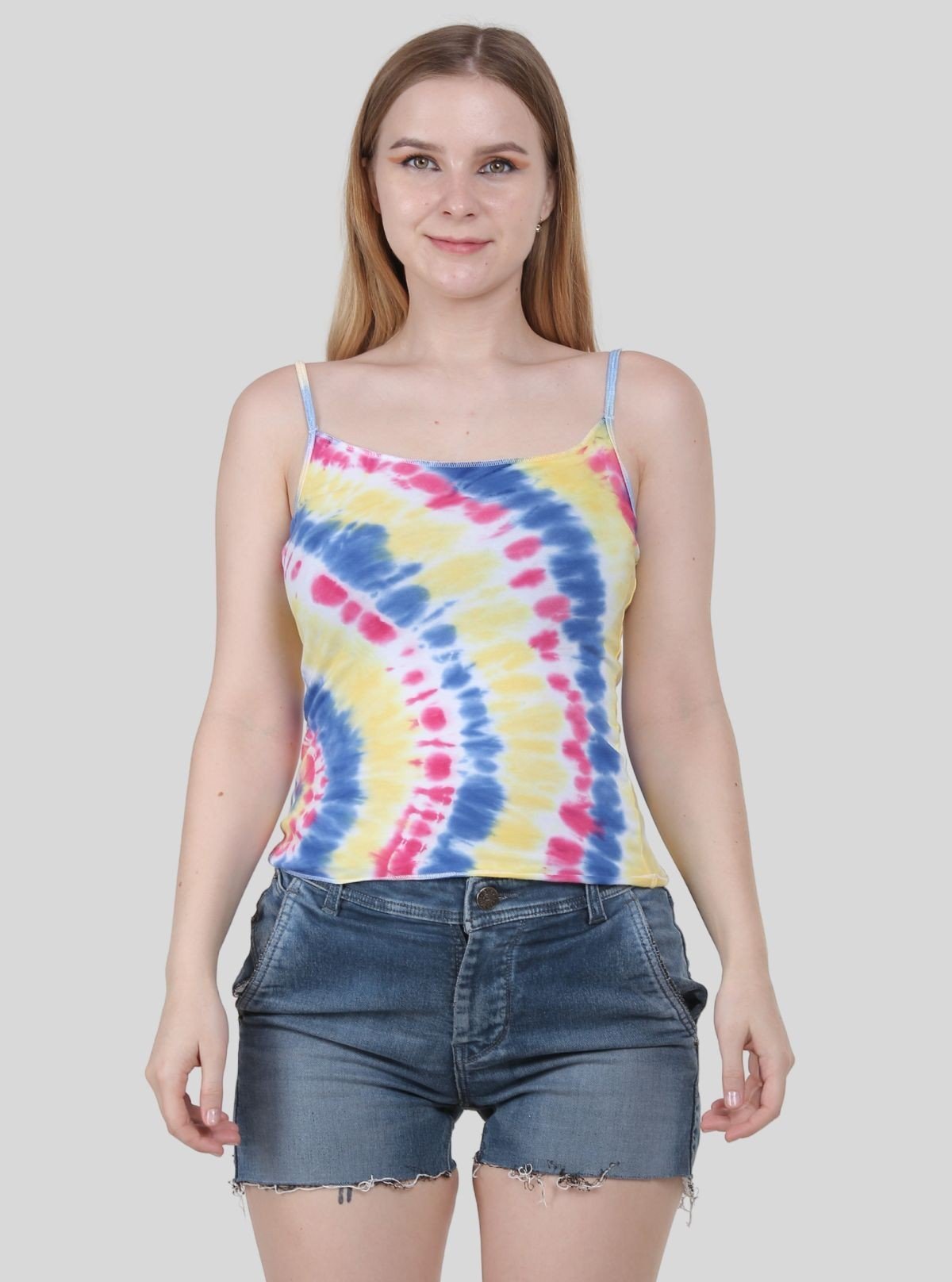 Women Pink Tie - Dye Spaghetti Top - Boer and Fitch