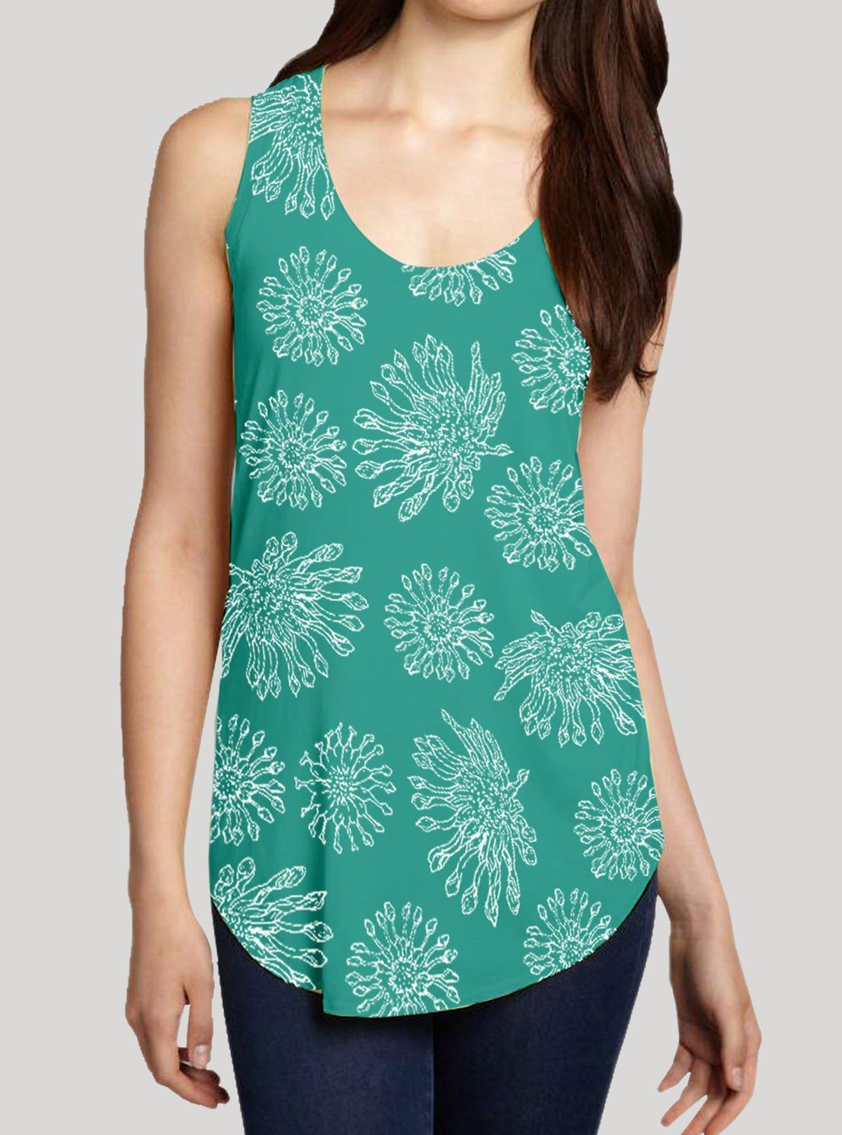Women’s Green Floral Sleeveless T-Shirt – Stylish & Comfortable | Boer & Fitch - Boer and Fitch