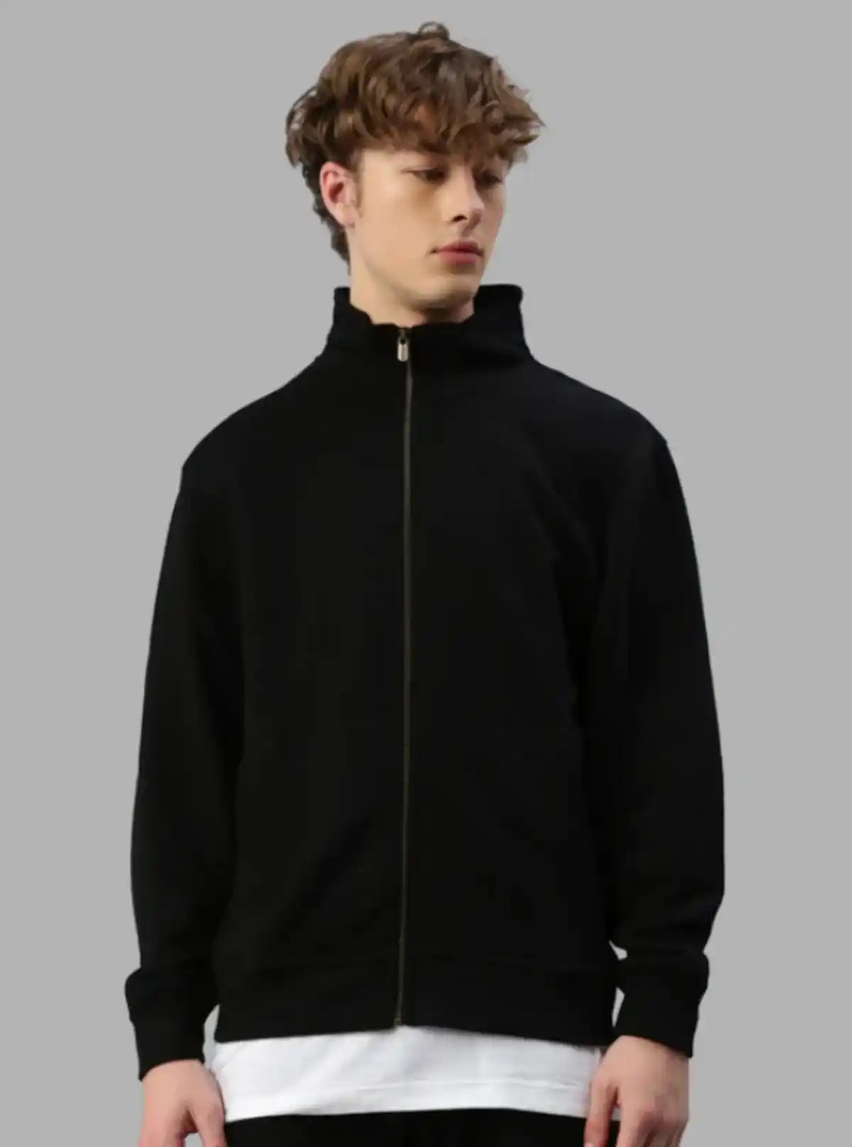 Men’s Black Full Zipper Cardigan – Sleek, Warm & Effortlessly Versatile