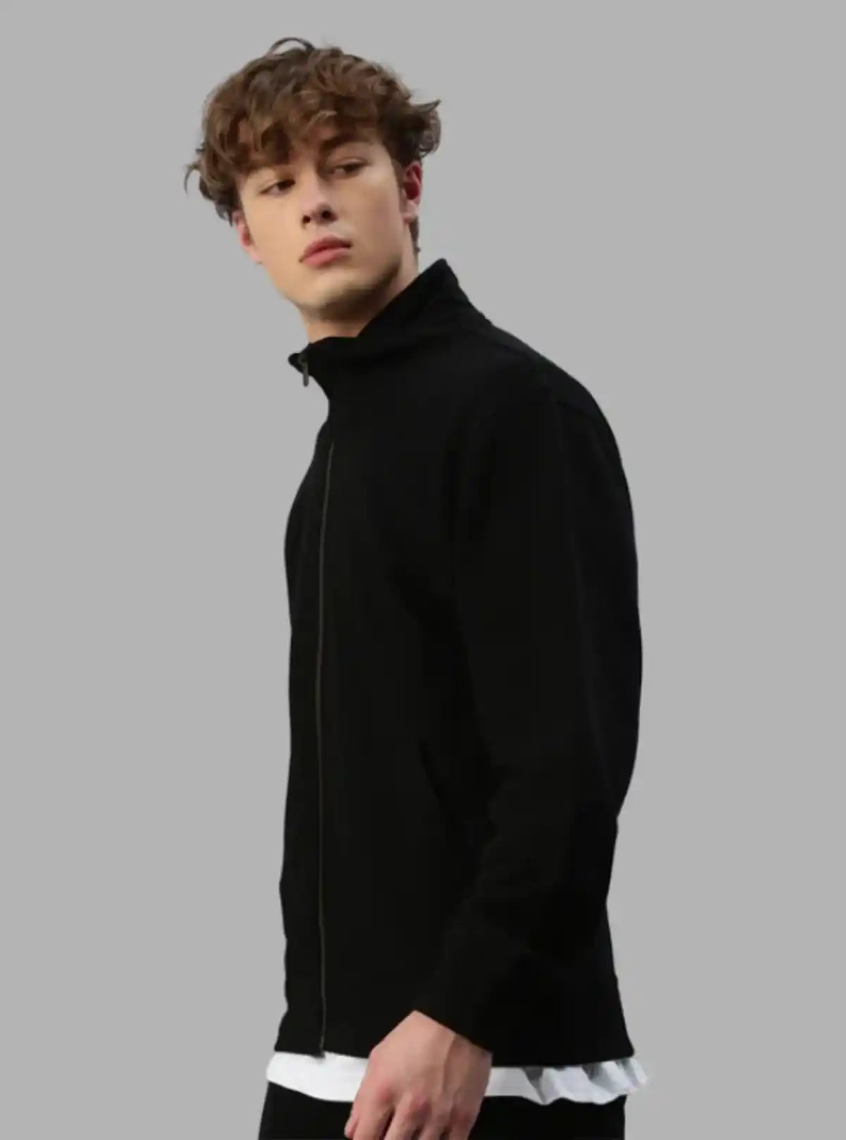 Men’s Black Full Zipper Cardigan – Sleek, Warm & Effortlessly Versatile