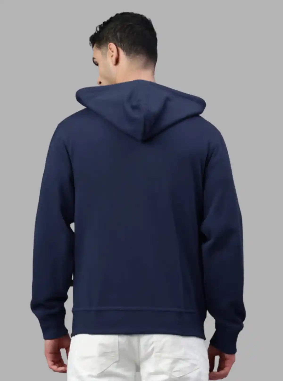 Men’s Navy Hooded Zipper Sweatshirt – Classic Zip-Up Everyday Essential