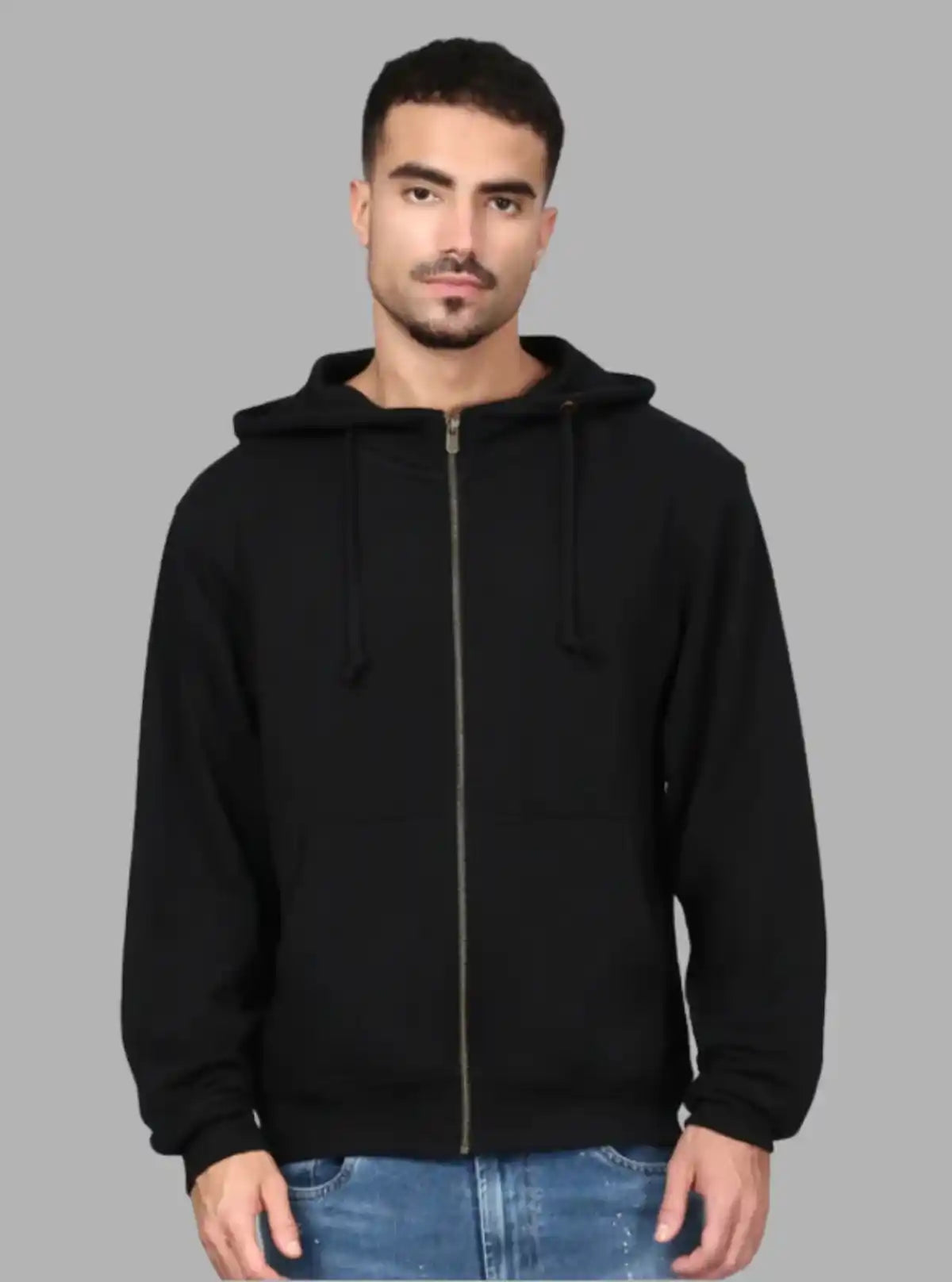 Men’s Black Zipper Hoodie – Classic Zip-Up with Urban Edge & Comfort
