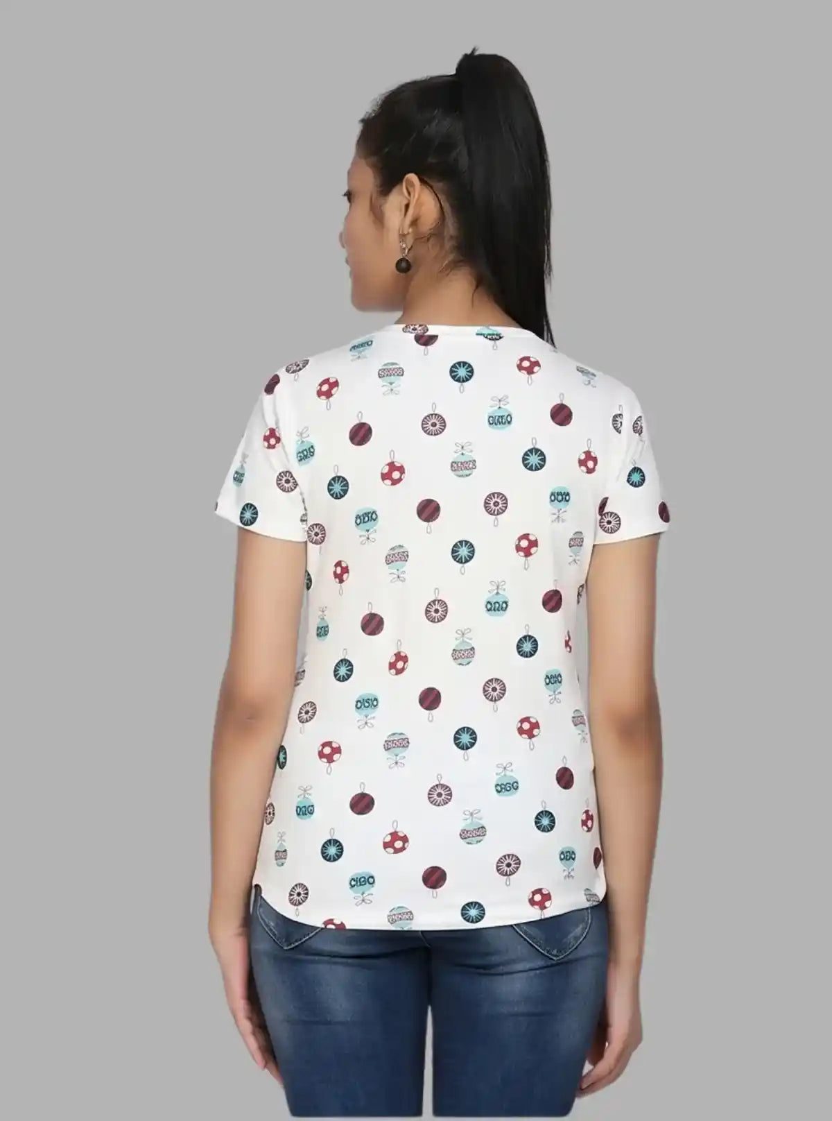 Women’s Classic White Printed Cotton Jersey Top – Casual Chic by Boer and Fitch