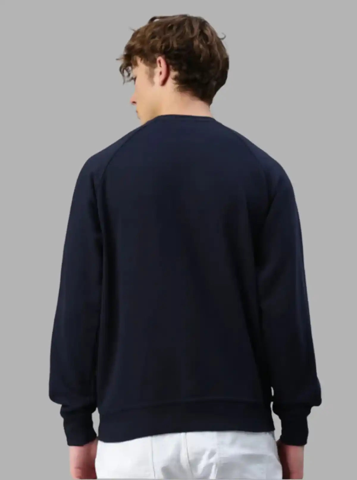 Men’s Navy Garment Dyed Sweatshirt – Classic Fit with Washed Elegance