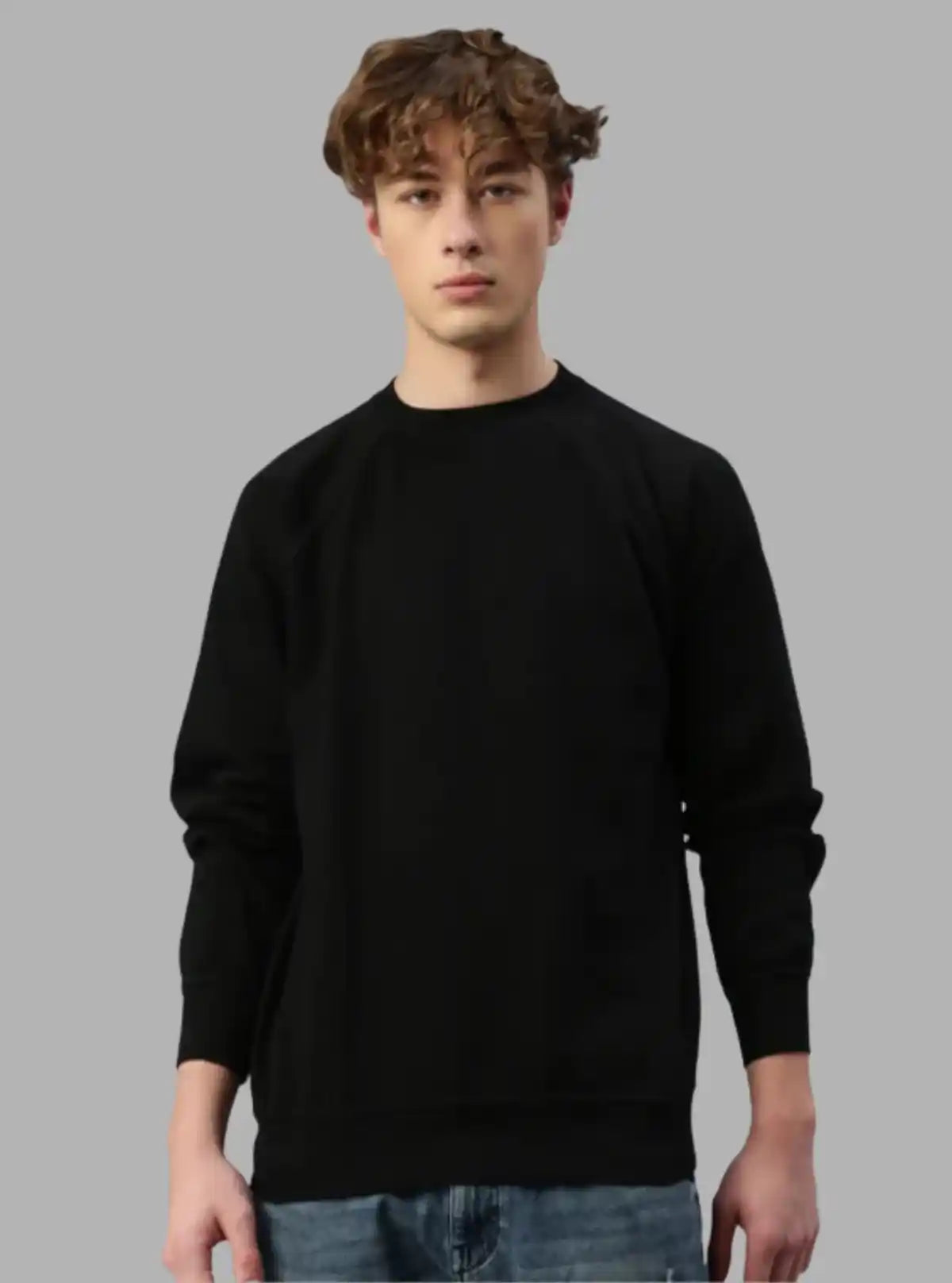 Men’s Black Garment Dyed Sweatshirt – Timeless Style with Washed Finish