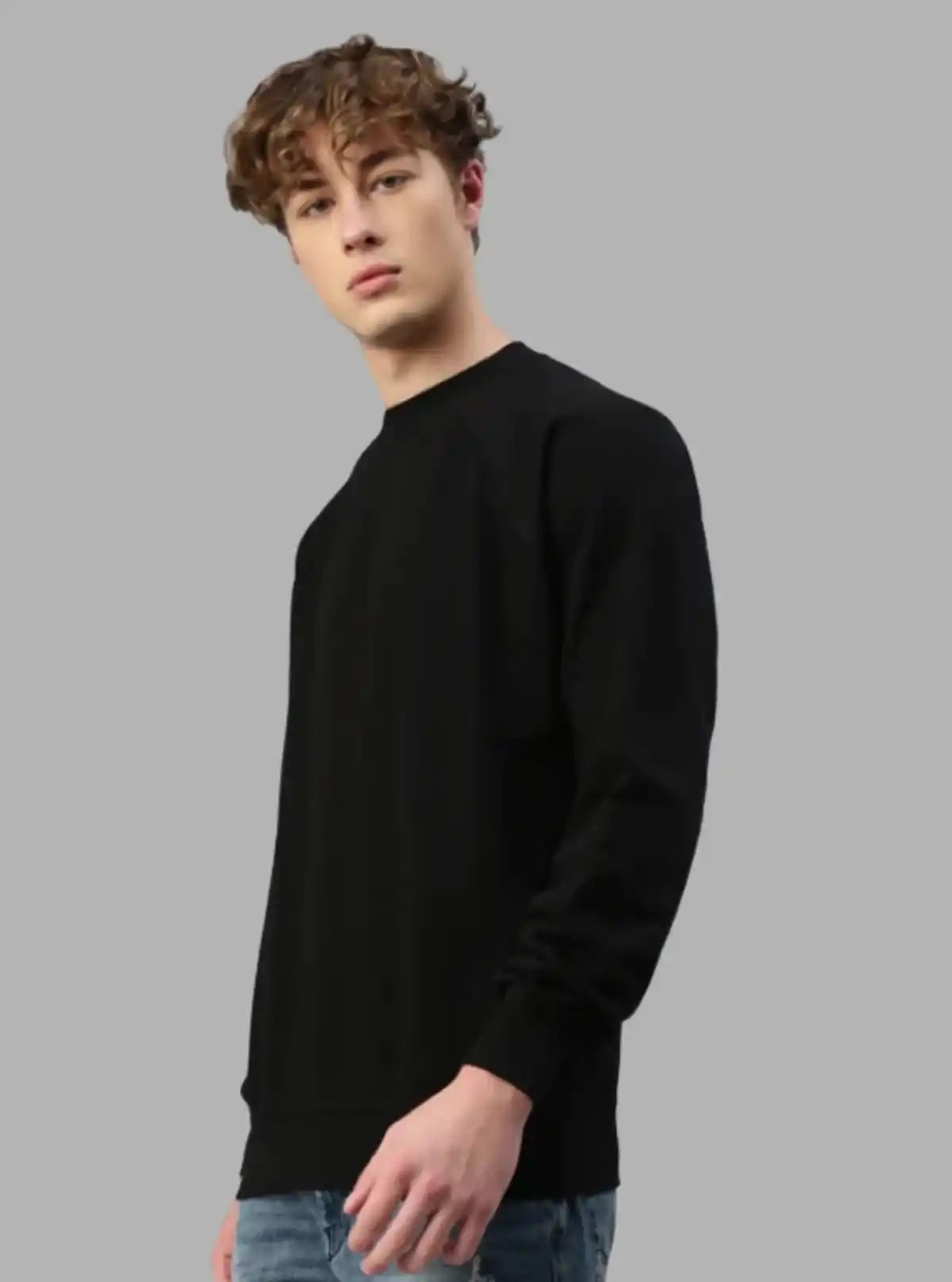 Men’s Black Garment Dyed Sweatshirt – Timeless Style with Washed Finish