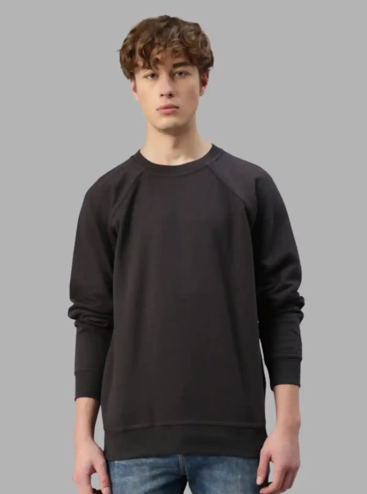 Men’s Grey Garment Dyed Sweatshirt – Washed Look, Premium Comfort