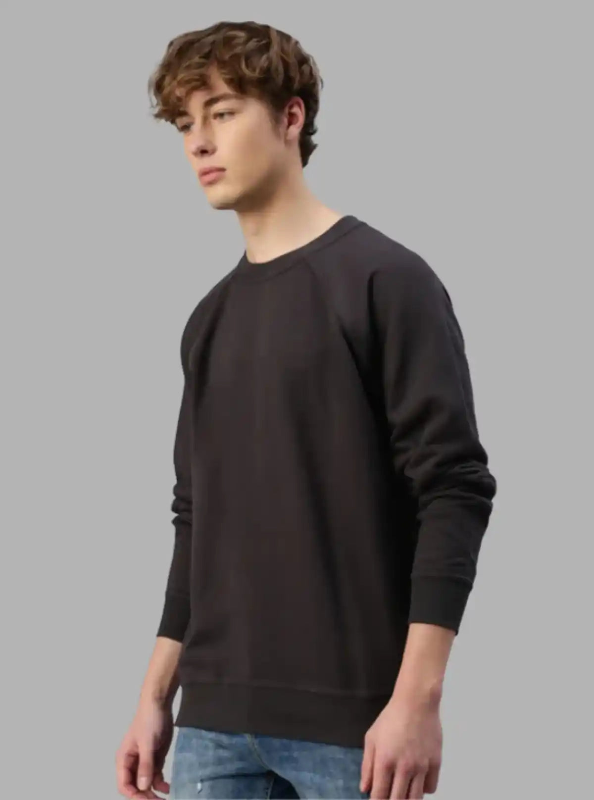 Men’s Grey Garment Dyed Sweatshirt – Washed Look, Premium Comfort
