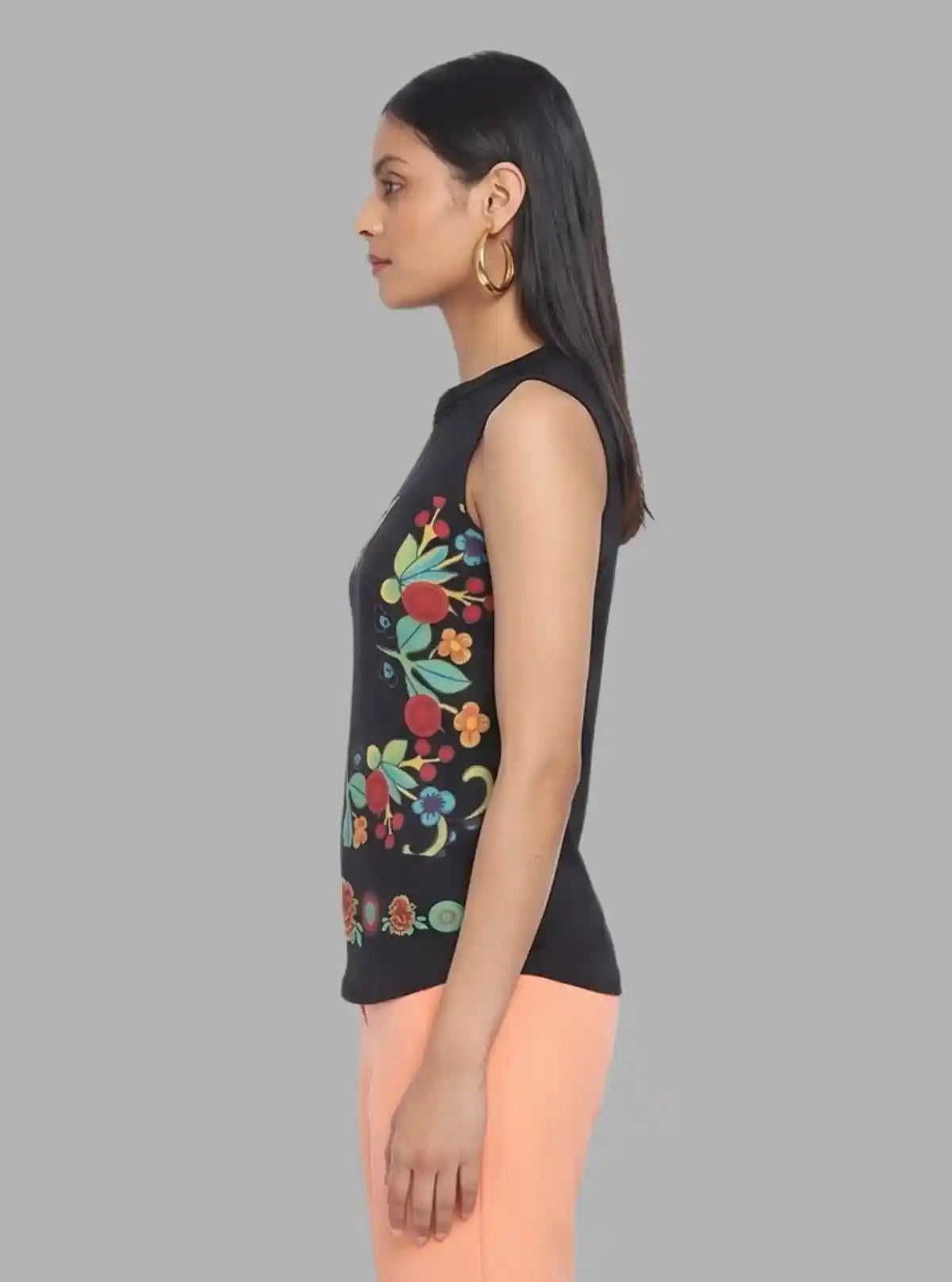 Women’s Black Multifloral Sleeveless Top – Boer and Fitch