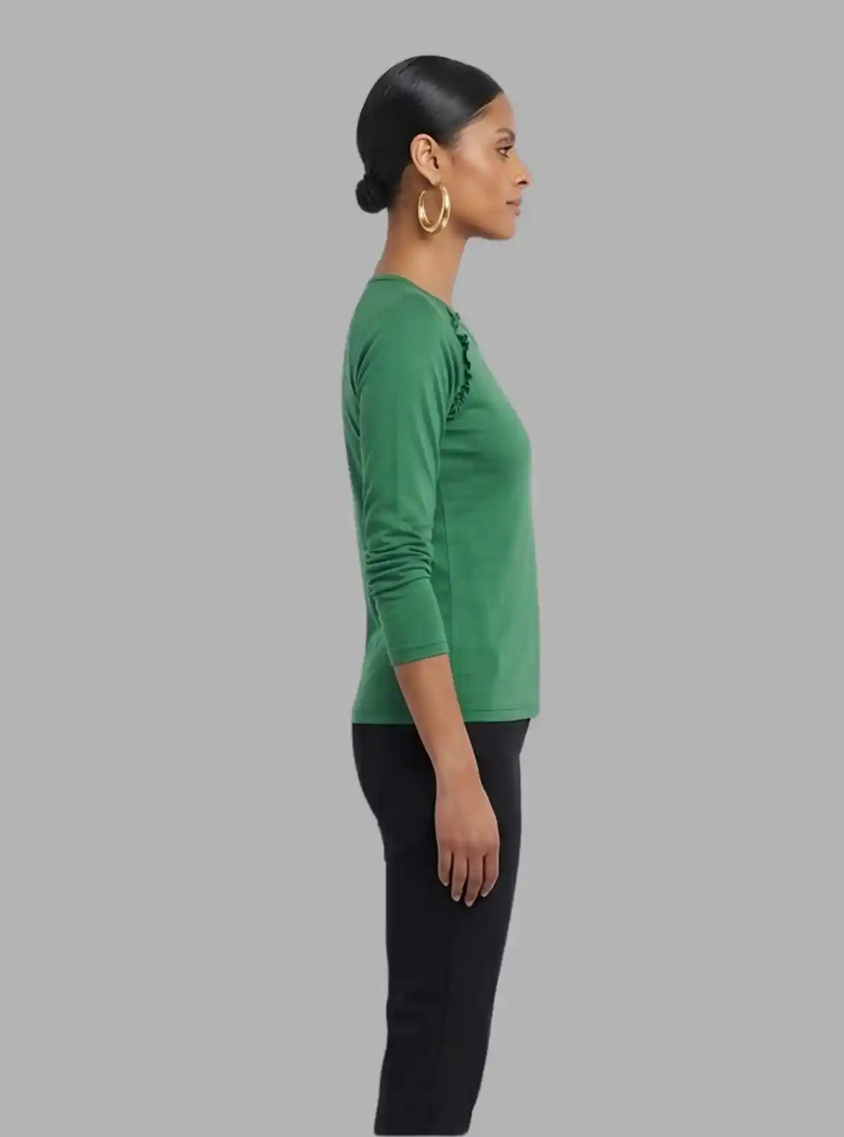 Women’s Green Viscose Knit Long Sleeve Top – Elegant & Lightweight by Boer & Fitch