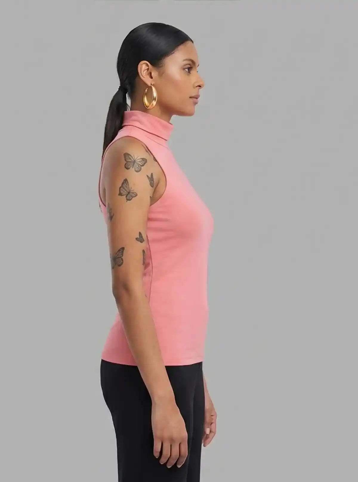 Women’s Pink Turtle Neck Sleeveless Top – Boer and Fitch