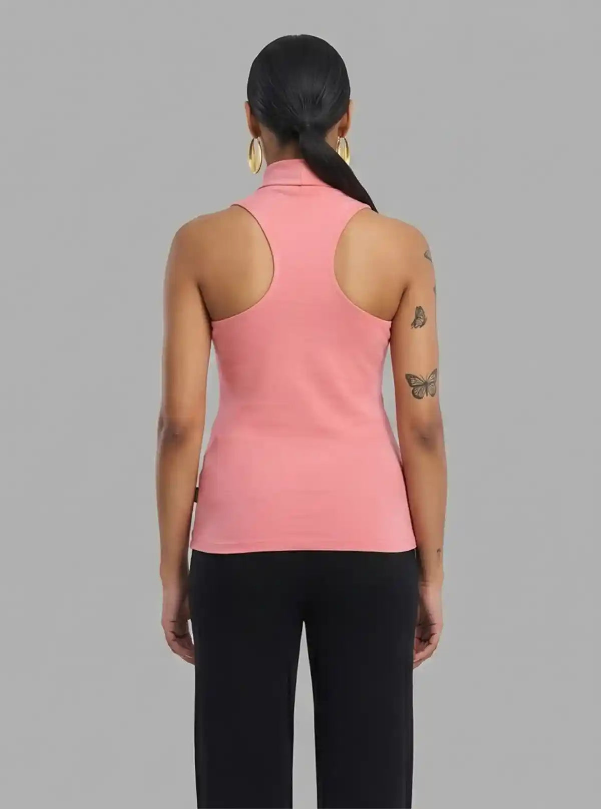 Women’s Pink Turtle Neck Sleeveless Top – Boer and Fitch