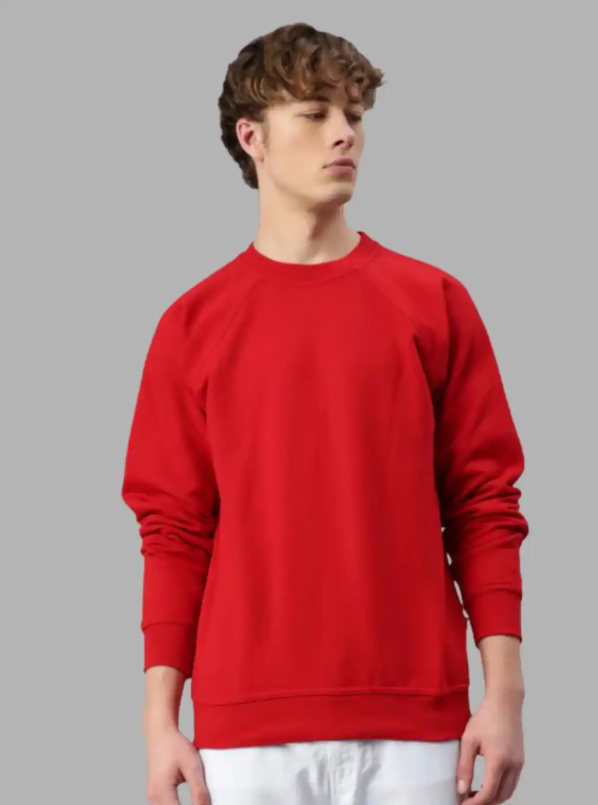 Men’s Red Garment Dyed Sweatshirt – Vintage Wash, Bold Everyday Style
