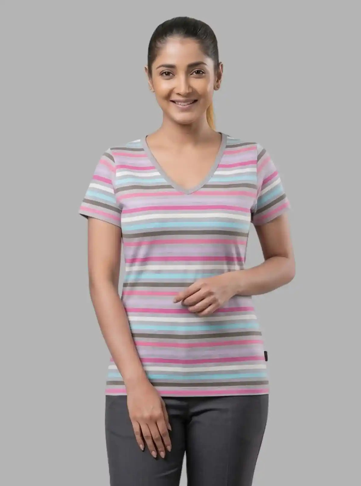 Women’s Multi Striped V-Neck Top – Boer and Fitch