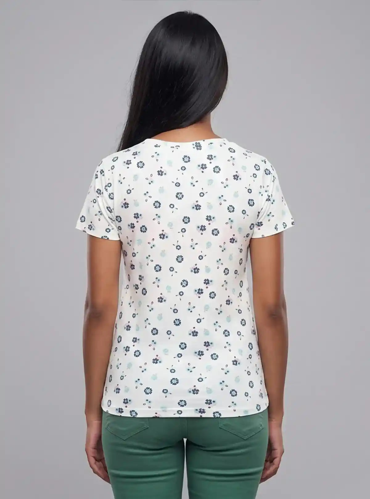 Women’s White Floral V-Neck Cotton Jersey Top – Boer and Fitch