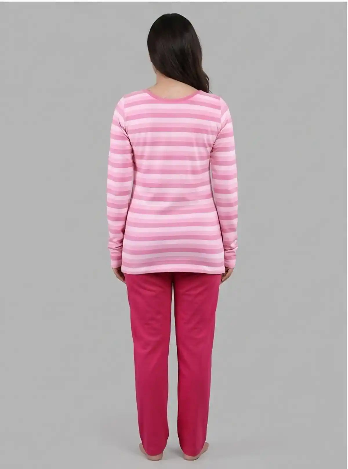 Women's Pink Striped Cotton Jersey Long Sleeve Top | Boer & Fitch