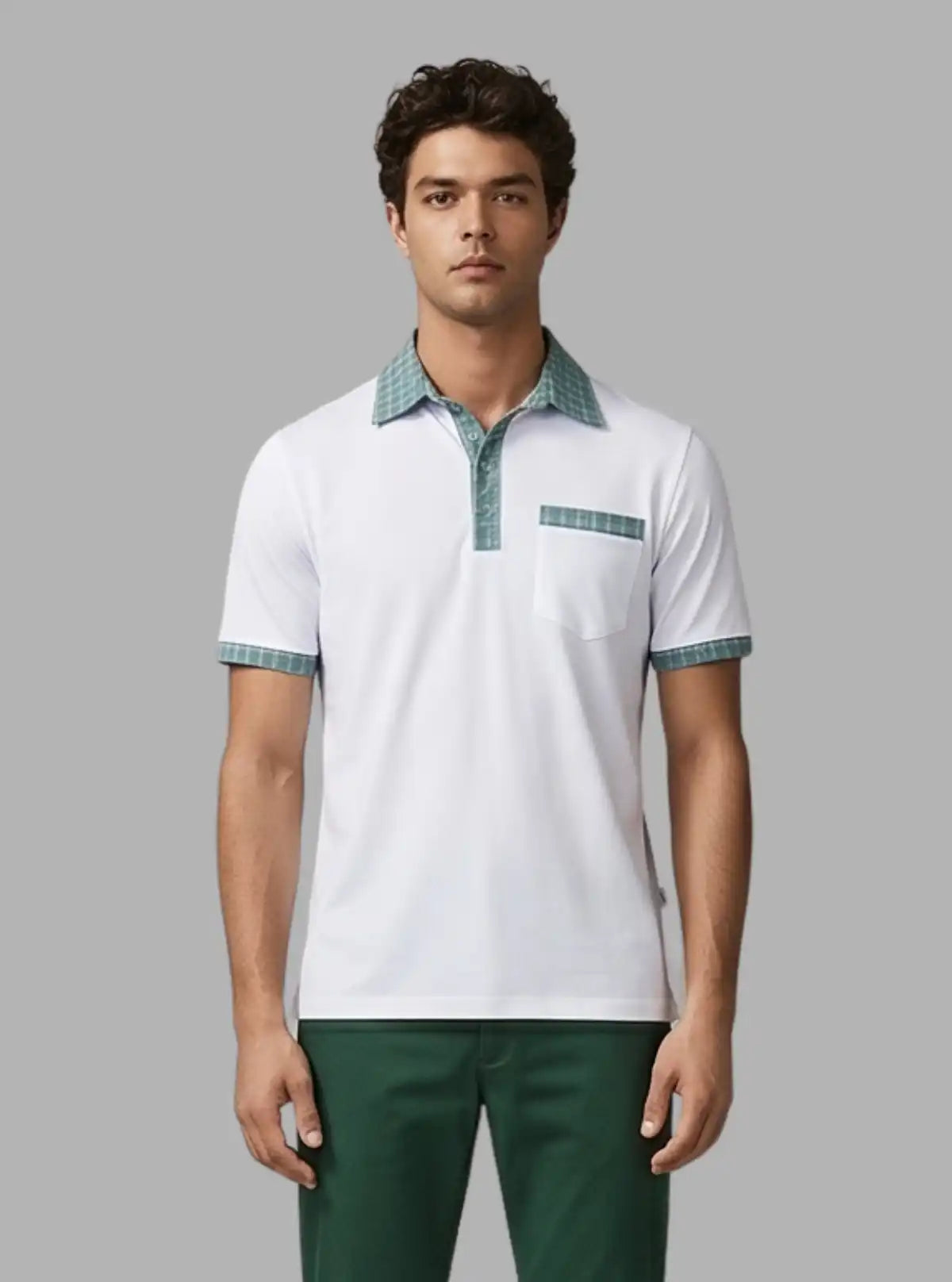 White Mint Collar Polo T-Shirt for Men – Stylish Casual by Boer and Fitch