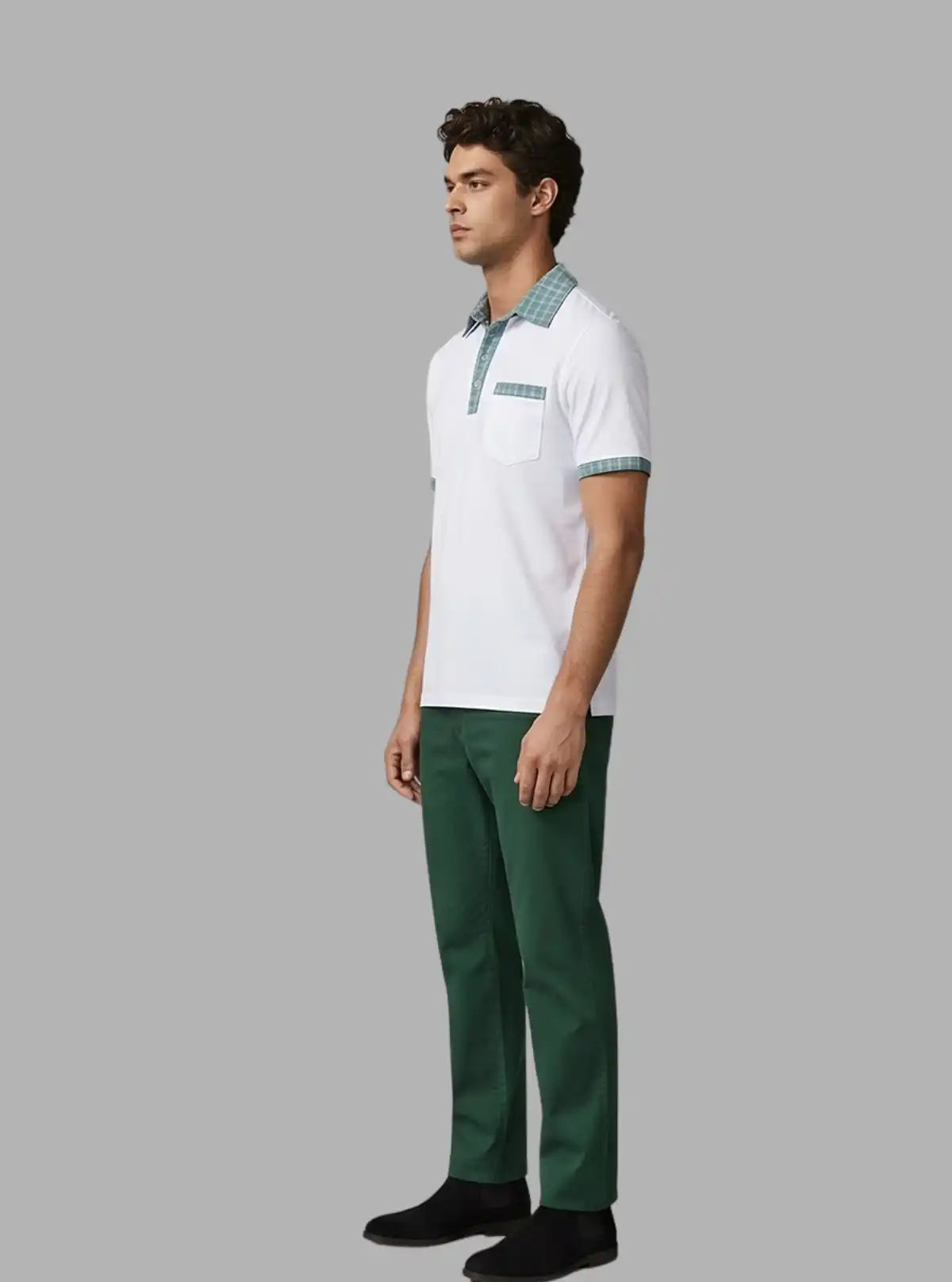 White Mint Collar Polo T-Shirt for Men – Stylish Casual by Boer and Fitch