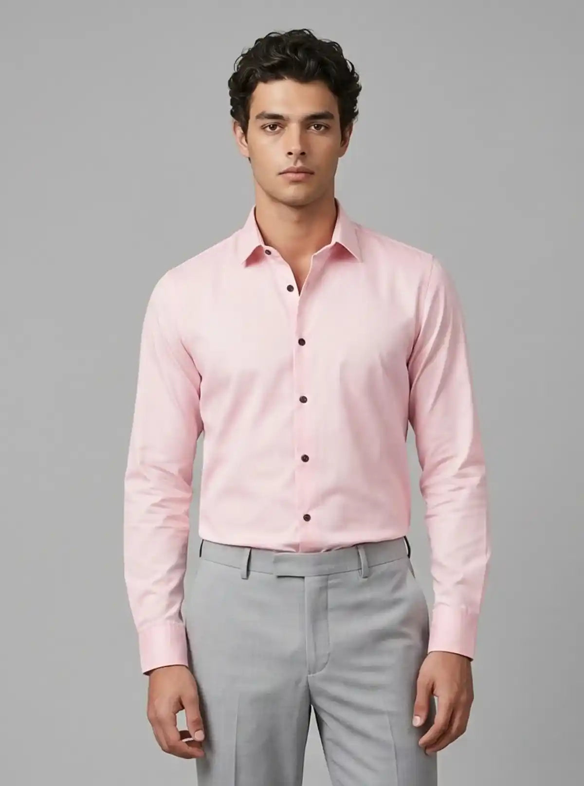 Men's Light Pink Long Sleeve Poly Shirt – Soft Elegance by Boer and Fitch