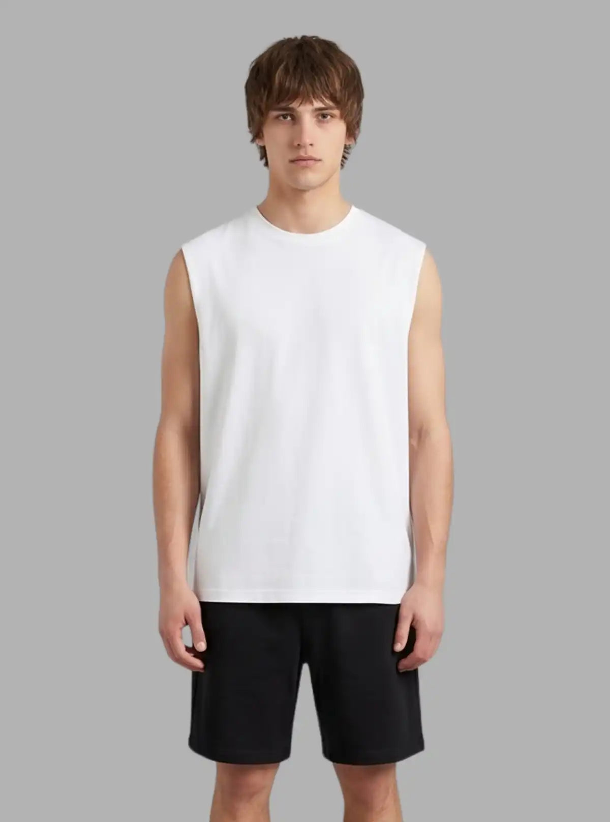 Boer and Fitch Oversized White Tank for Men | 100% Cotton Soft Touch Tank Top