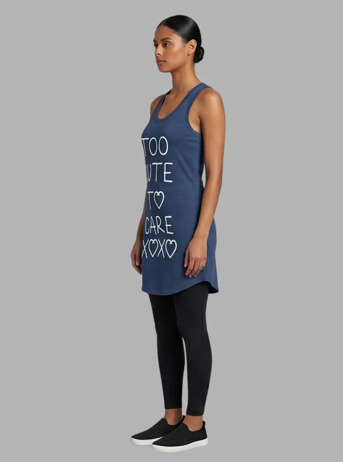 Women’s Navy Cotton Jersey Knit Long Dress – Elegant Everyday Style