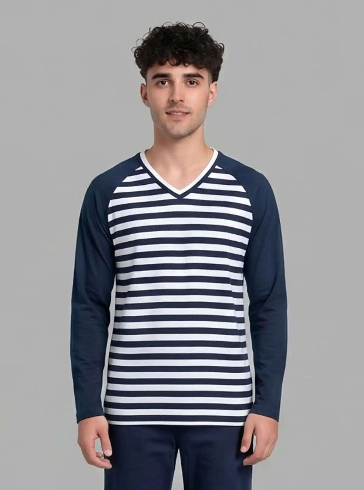 Navy Raglan Striped T-Shirt for Men – Boer and Fitch