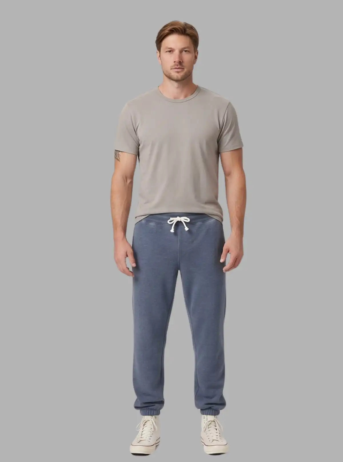 Men’s Faded Blue Cuffed Joggers – Vintage Style, Modern Comfort