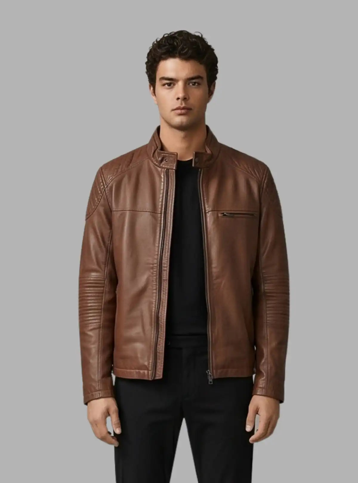 Brown Leather Jacket for Men – Classic Biker Style by Boer and Fitch