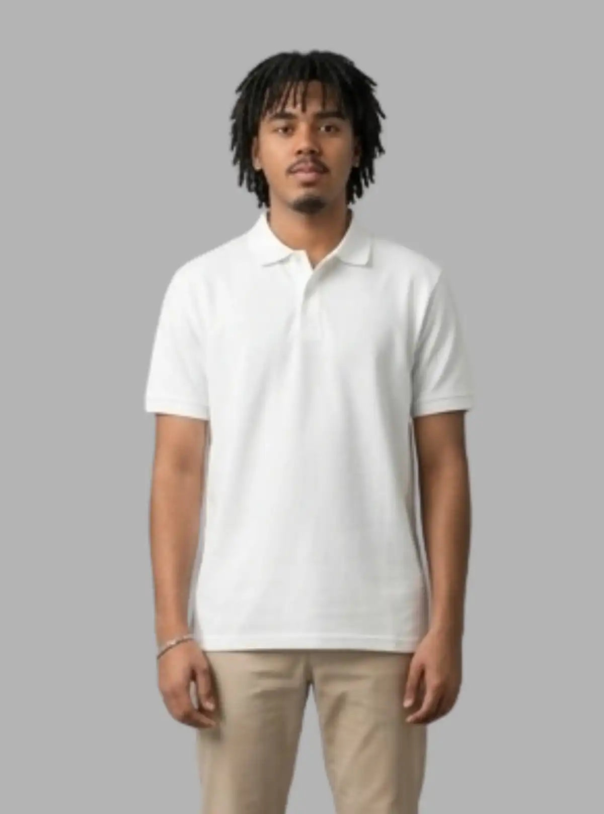 Boer and Fitch Essential Solid White Polo Shirt for Men | 100% Cotton Pique
