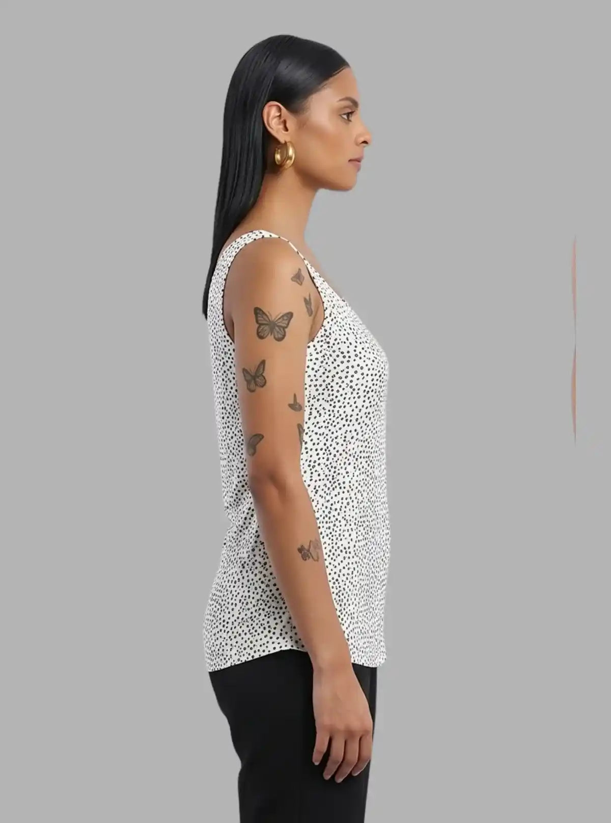 Women’s White Artistic Printed Sleeveless Top – Stylish Cotton Jersey by Boer and Fitch