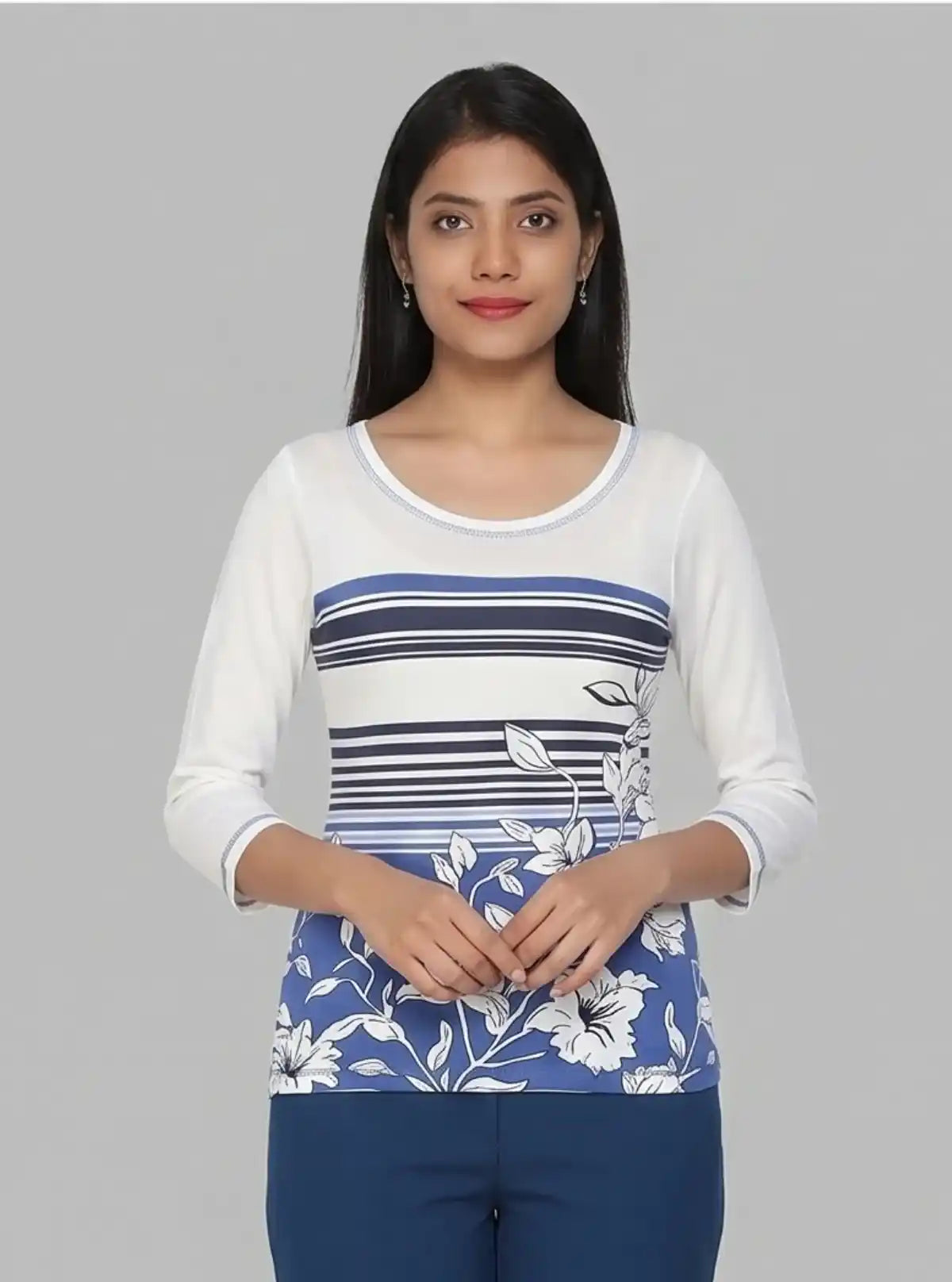 Women's White Creepers Print Long Sleeve Cotton Jersey Top | Boer & Fitch