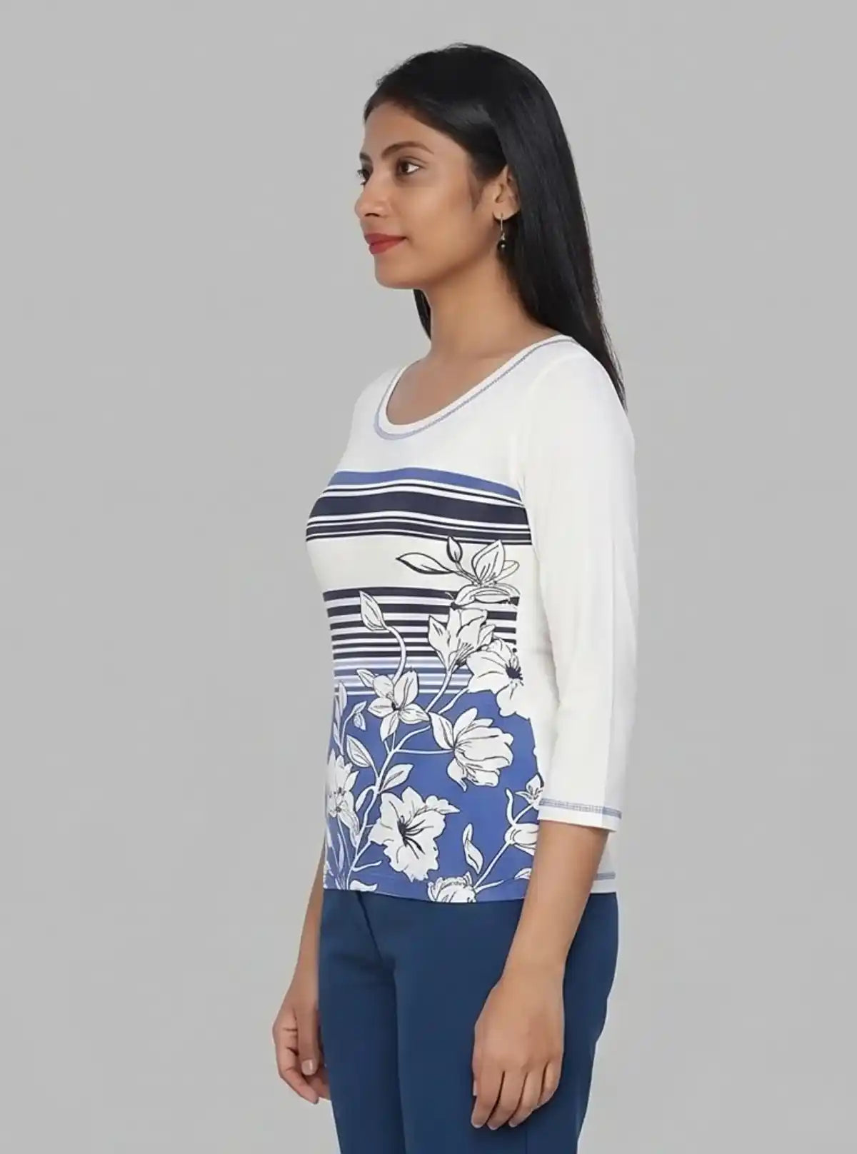 Women's White Creepers Print Long Sleeve Cotton Jersey Top | Boer & Fitch