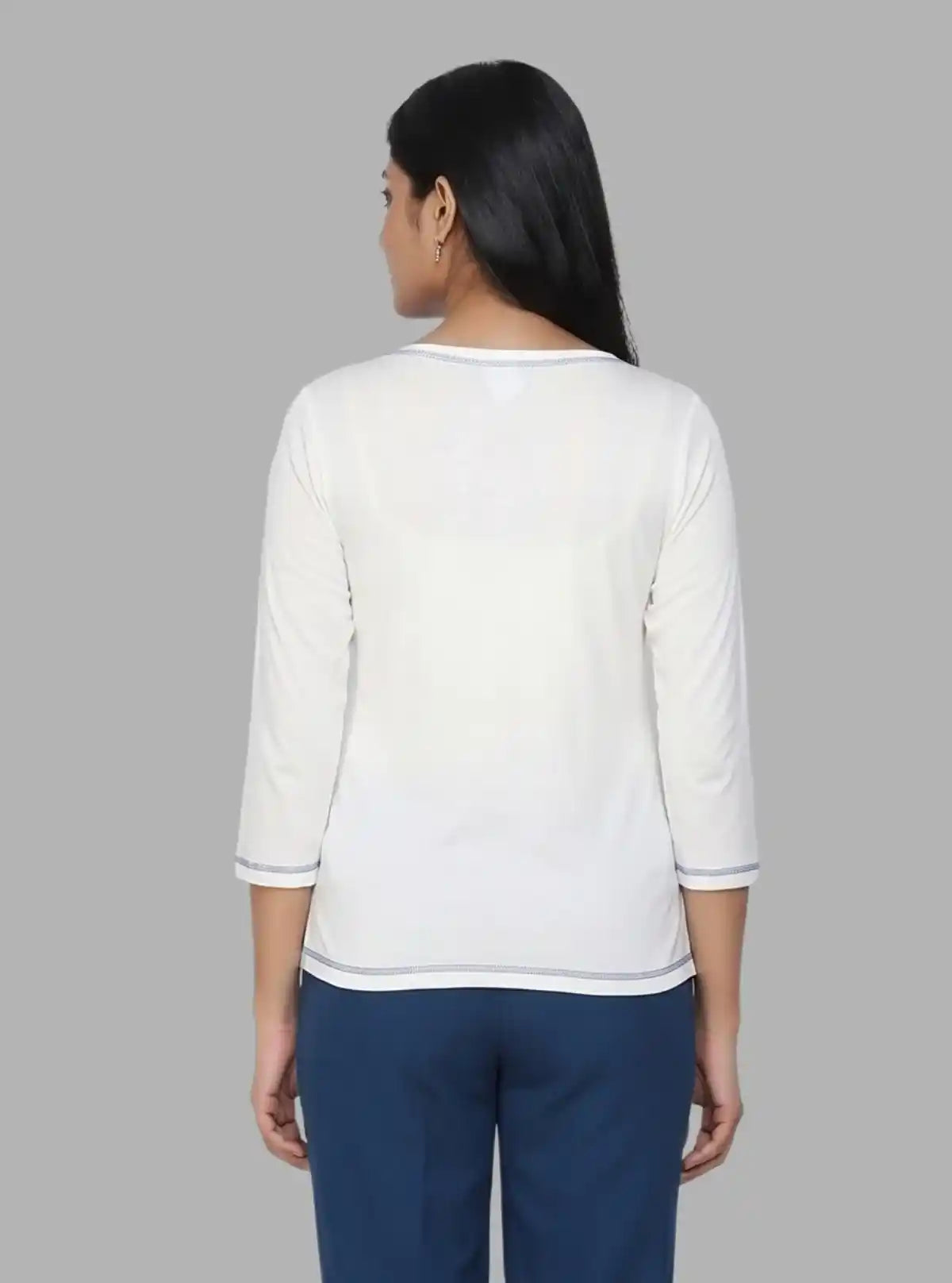 Women's White Creepers Print Long Sleeve Cotton Jersey Top | Boer & Fitch