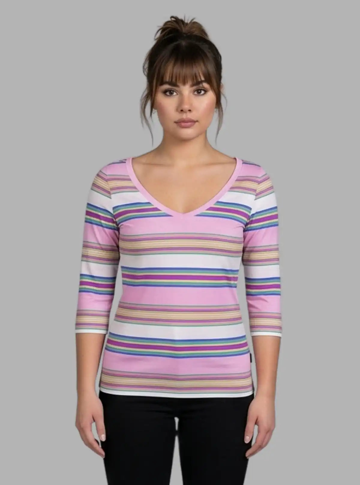 Women’s Pink Striped Cotton Top – Casual Everyday Wear by Boer and Fitch