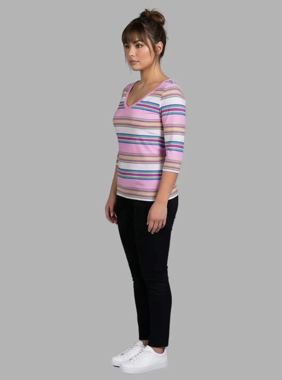 Women’s Pink Striped Cotton Top – Casual Everyday Wear by Boer and Fitch