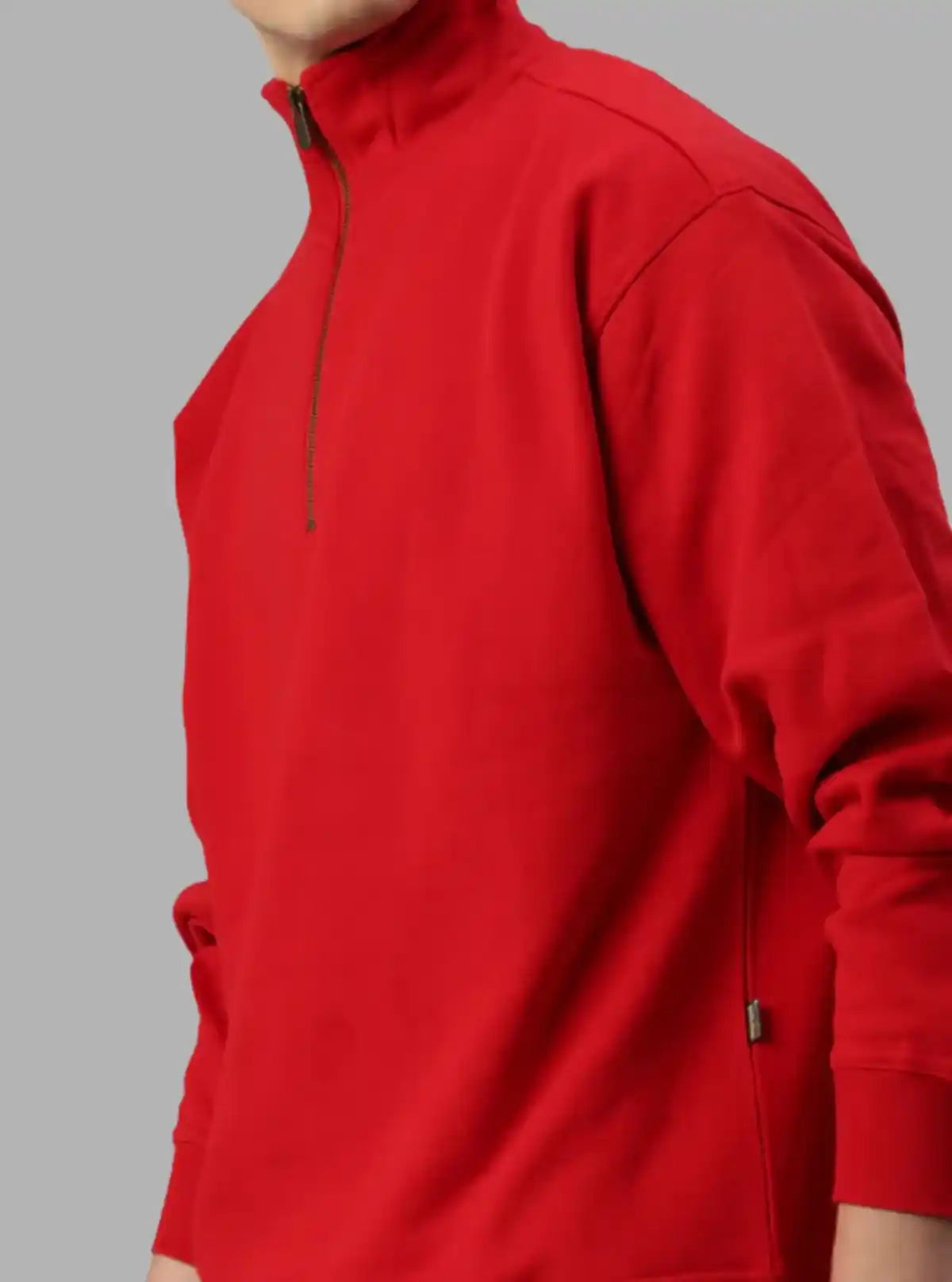 Men’s Red Zipper Collar Cardigan – Bold Comfort with Modern Flair