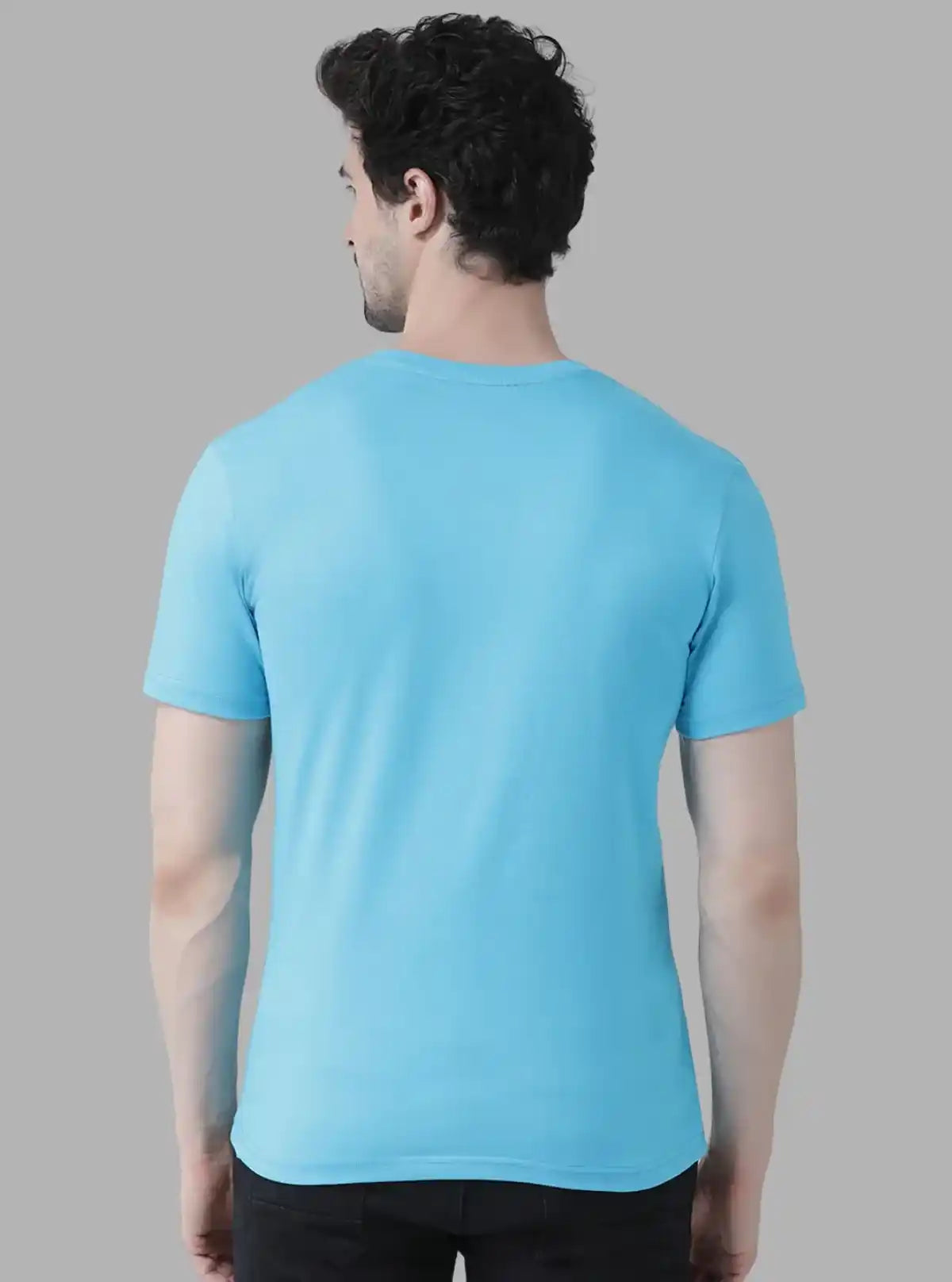 Men’s Sky Blue Basic V-Neck T-Shirt – Soft Cotton Casual Everyday Tee