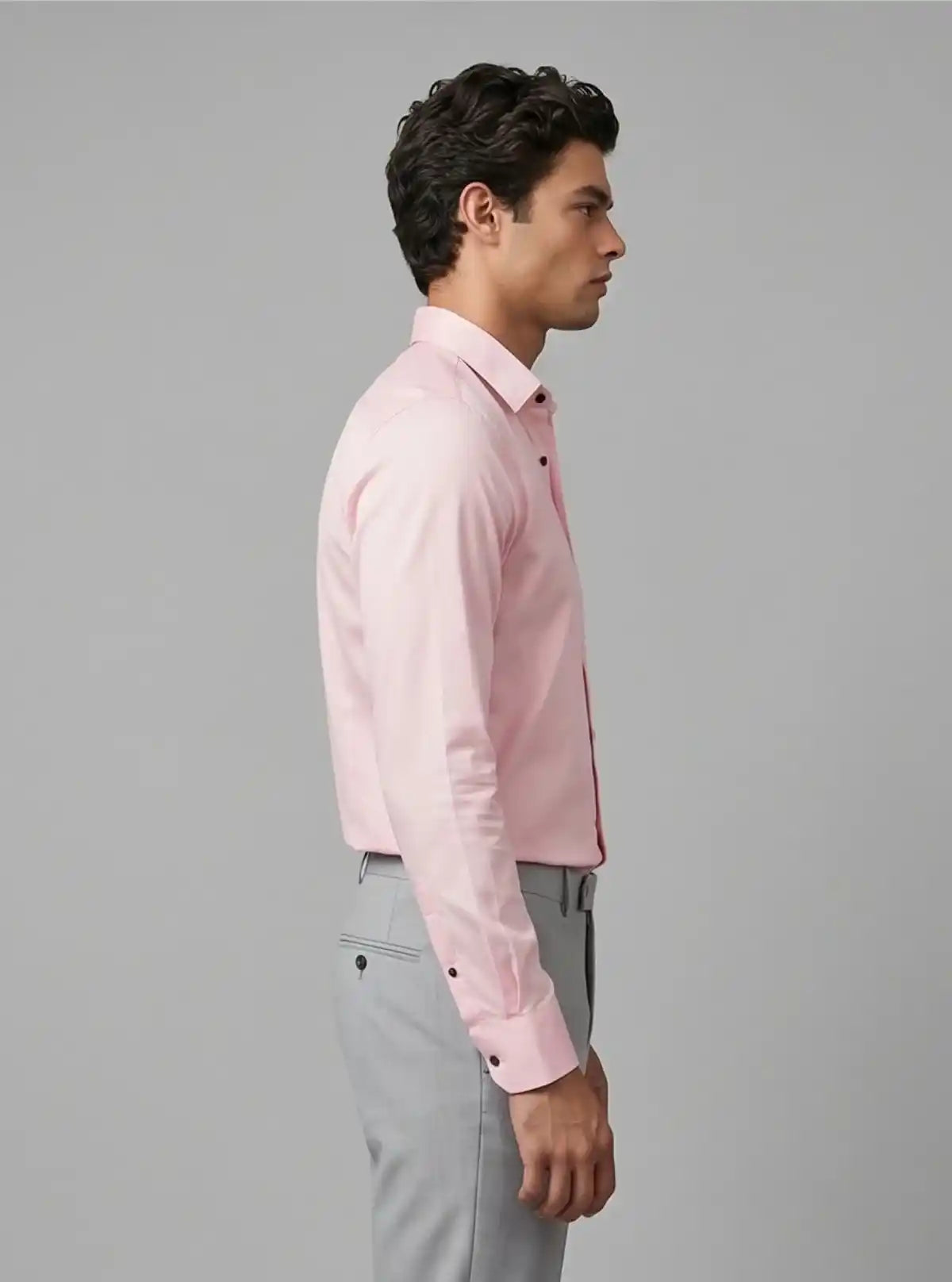 Men's Light Pink Long Sleeve Poly Shirt – Soft Elegance by Boer and Fitch