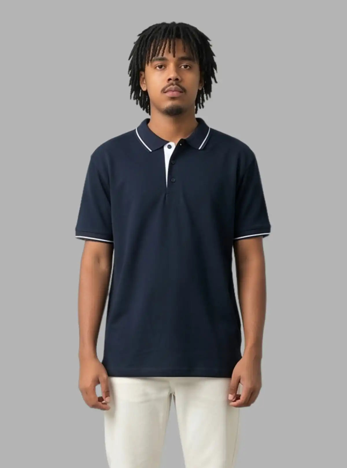 Boer and Fitch Essential Navy Polo with Tipping | 100% Cotton Pique Polo Shirt