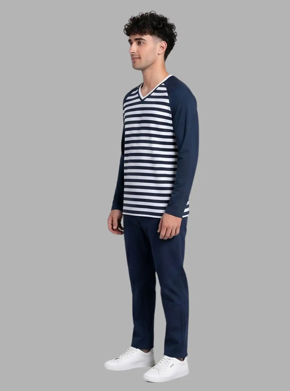 Navy Raglan Striped T-Shirt for Men – Boer and Fitch