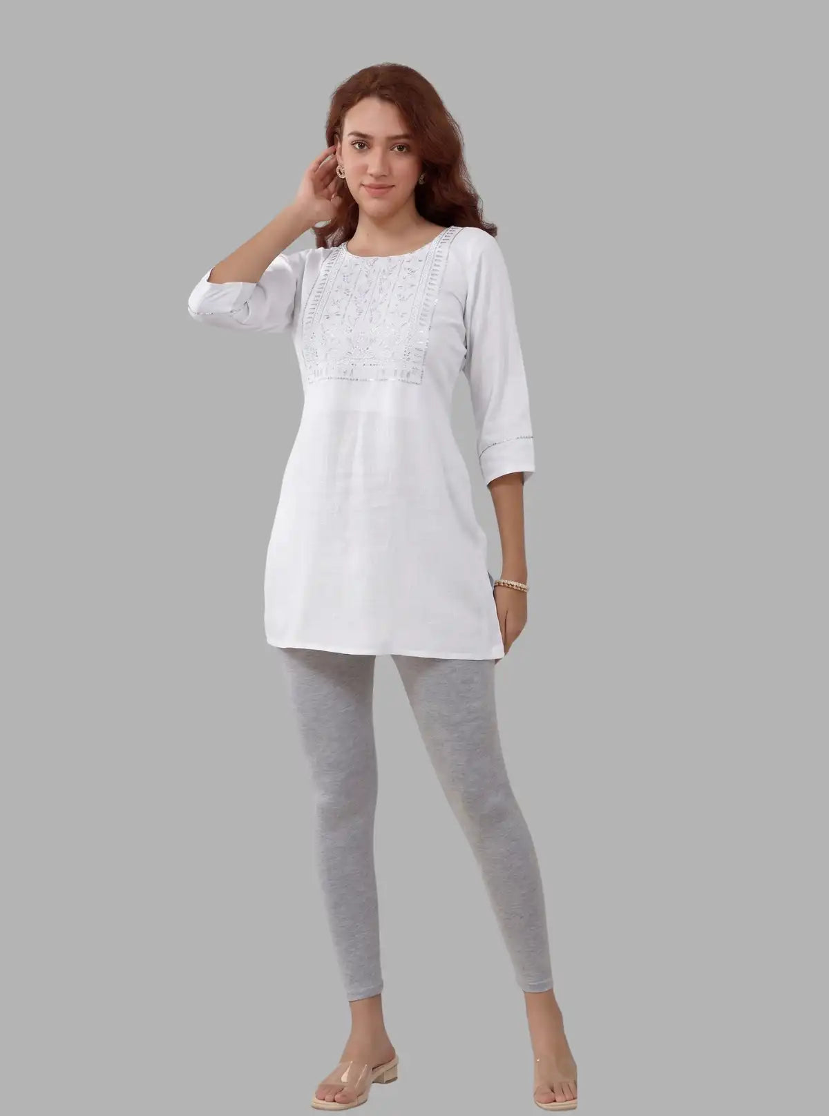 Women's Grey Ankle Legging – Cotton Elastane Feather-Touch Jersey by Boer & Fitch