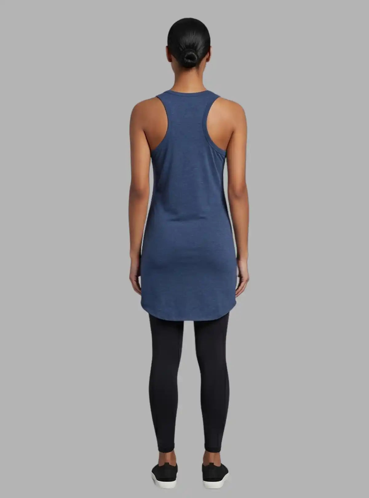 Women’s Navy Cotton Jersey Knit Long Dress – Elegant Everyday Style