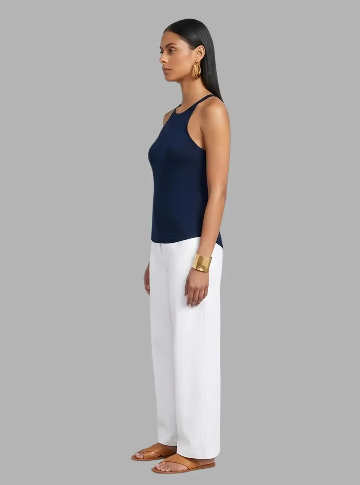 Women’s Navy Ribbed Tank Top – Stylish & Comfortable | Boer & Fitch