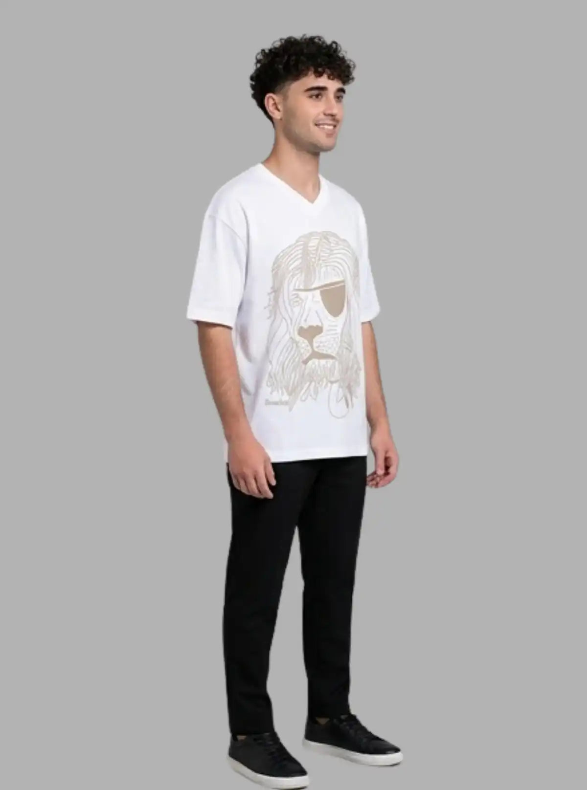 White Lion Print T-Shirt for Men – Casual & Stylish by Boer and Fitch