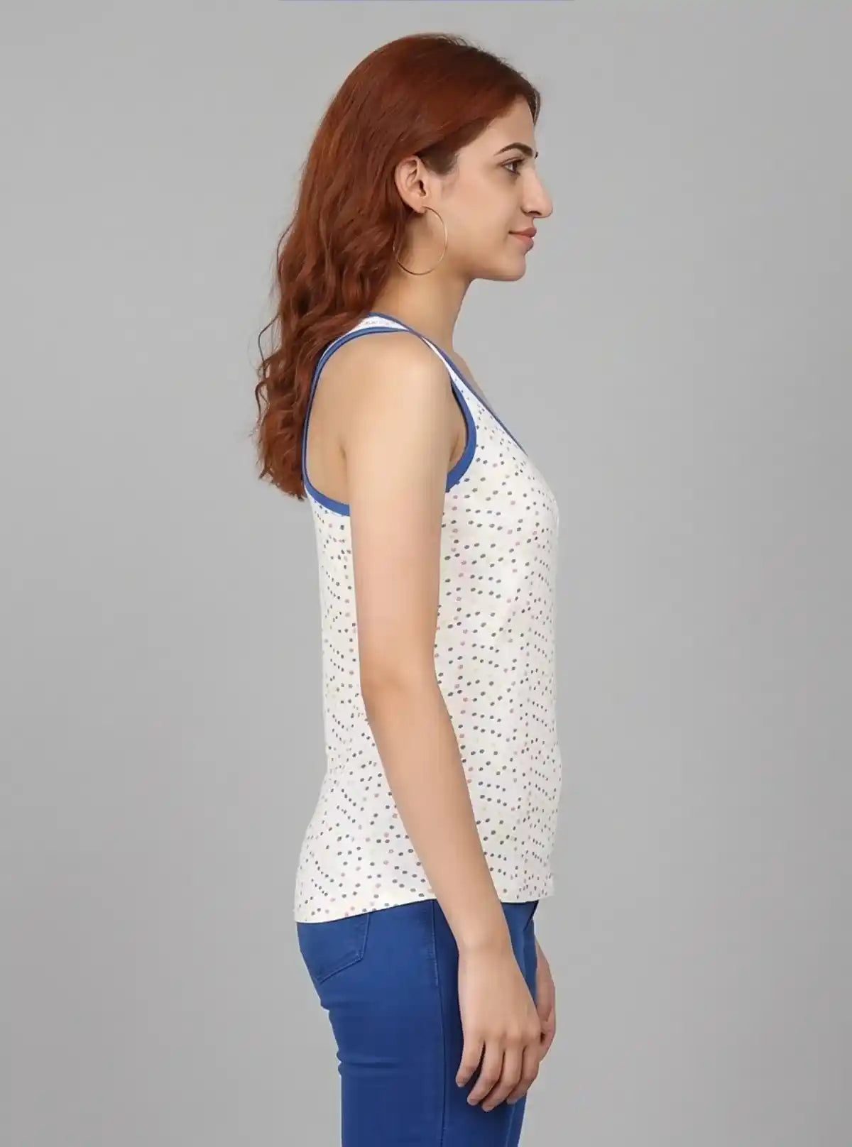 Women’s White Dotted Sleeveless Cotton Top – Boer and Fitch