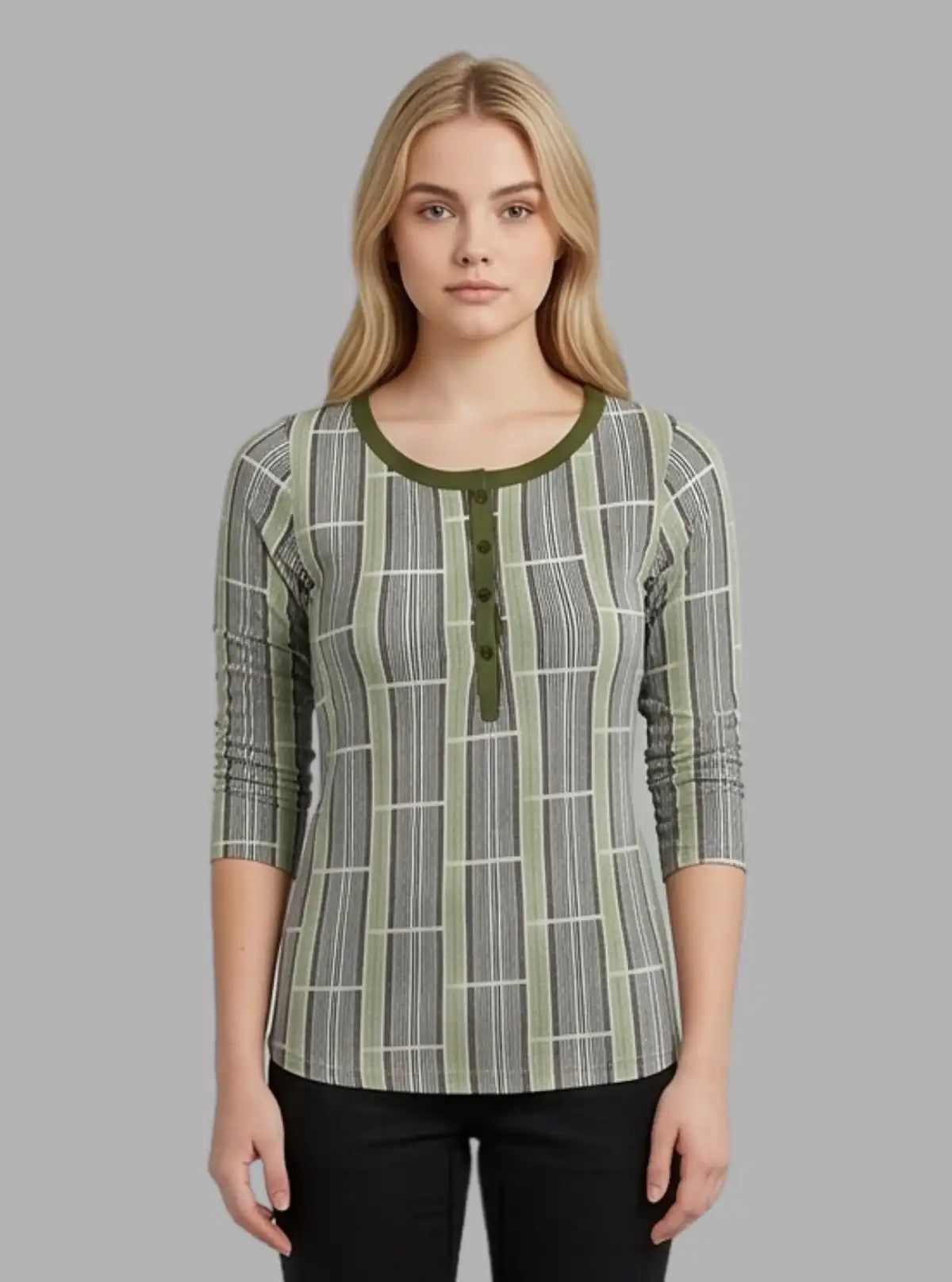 Women’s Green Graphic Stripe Top – Trendy & Comfortable | Boer & Fitch